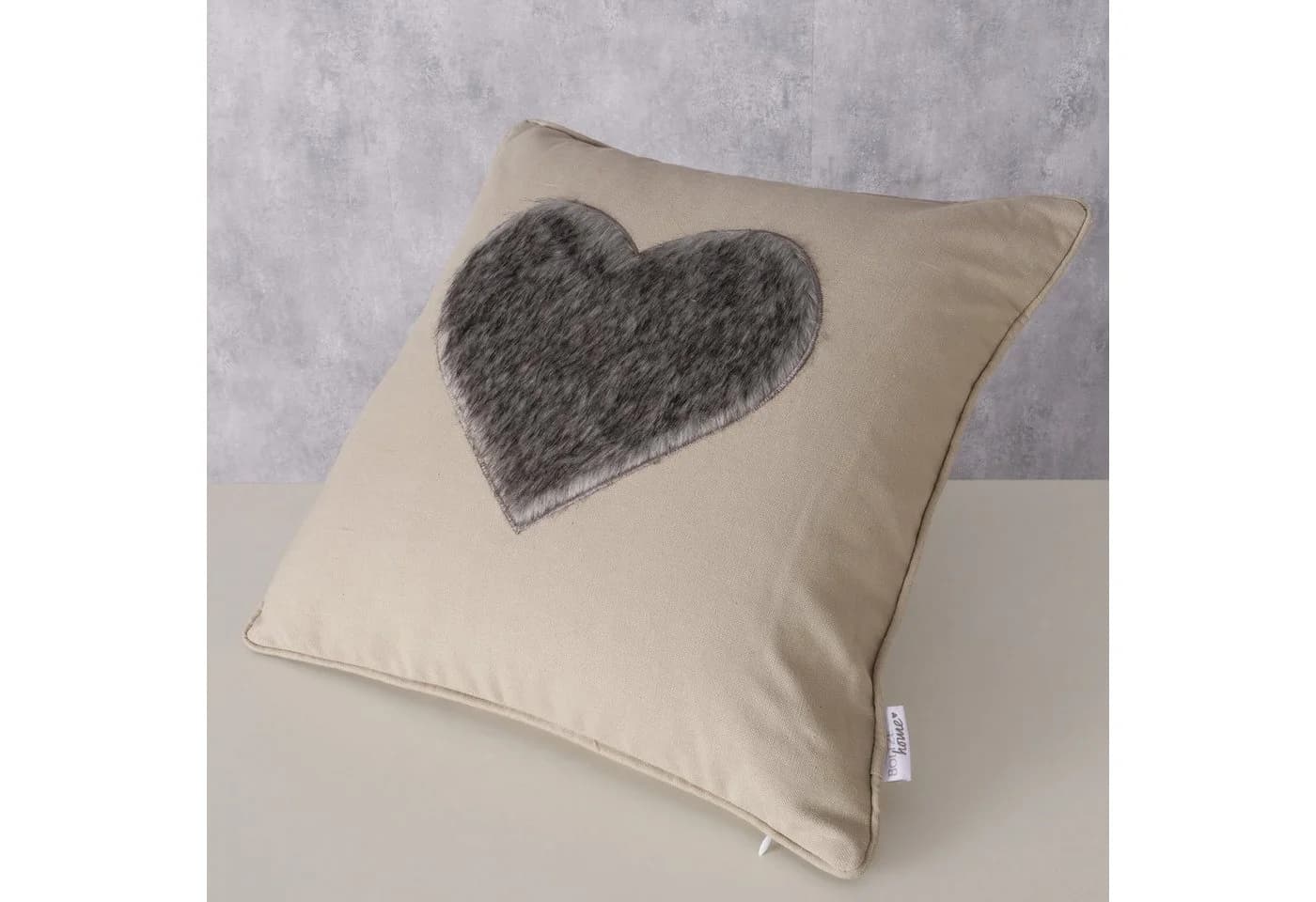 BOLTZE Dekokissen Herz grau 45x45cm Baumwolle