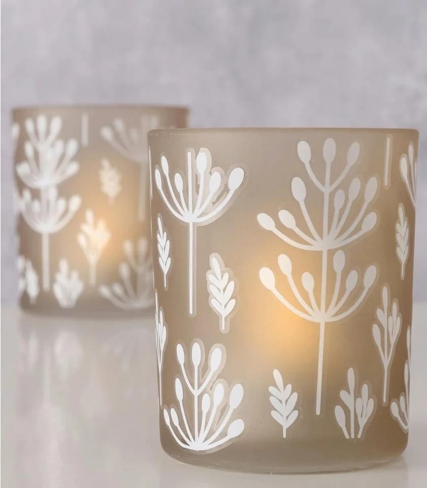 BOLTZE GRUPPE Windlicht FARAH Beige Weiß Glas