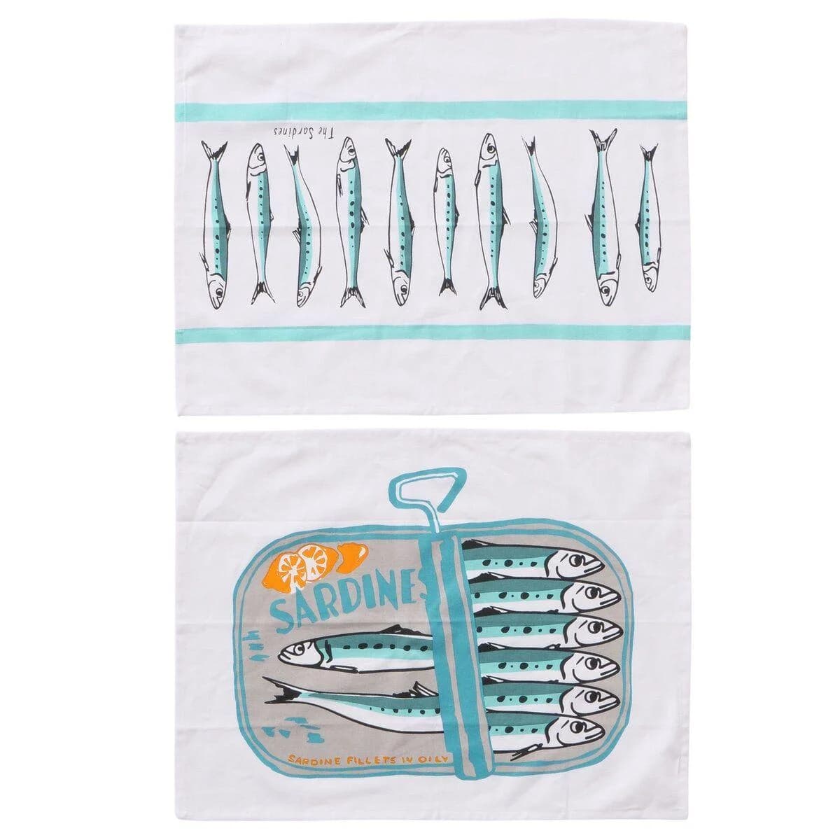 Geschirrtuch-Set SARDINE 2-teilig Baumwolle Bunt