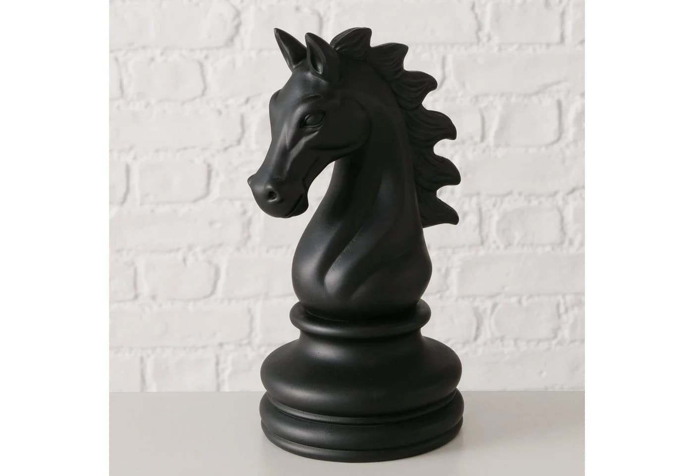 BOLTZE Dekofigur Schachfigur Springer Schwarz
