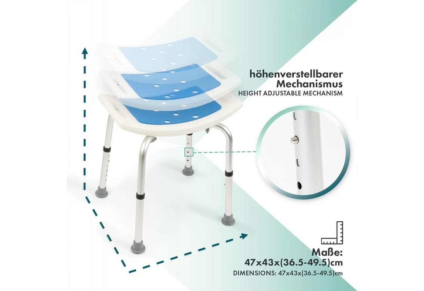 Karat Duschhocker Noah Höhenverstellbar Aluminium