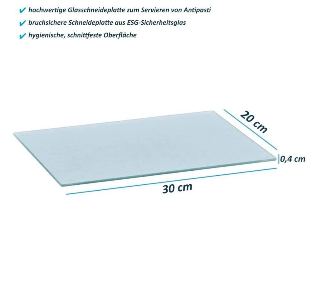 Basera® Schneidebrett Glasschneideplatte 3er Set ESG-Sicherheitsglas transparent