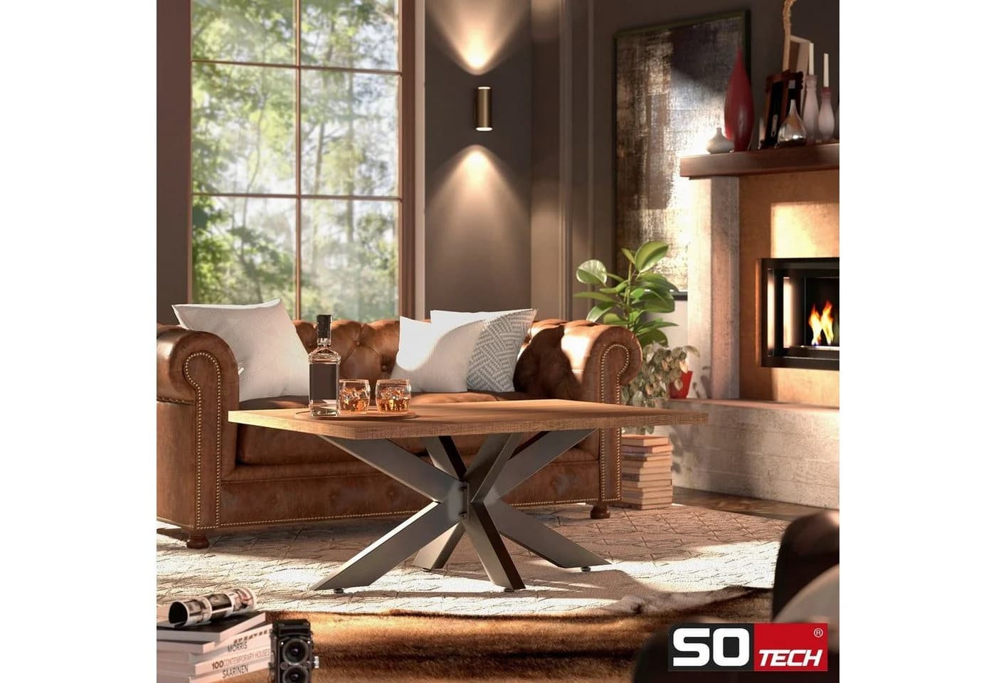 SO-TECH® Tischgestell SPIDER Schwerlast belastbar bis 500 kg, einfache Montage, für Couchtisch Sofatisch, used look