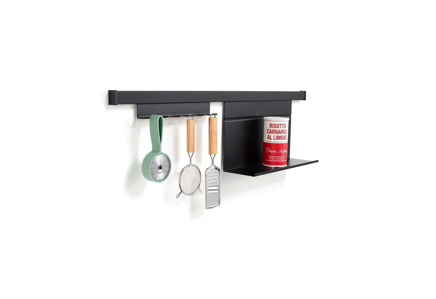 Kesseböhmer Küchenorganizer-Set Linero MosaiQ EasyLine 6er Hakenleiste Schwarz