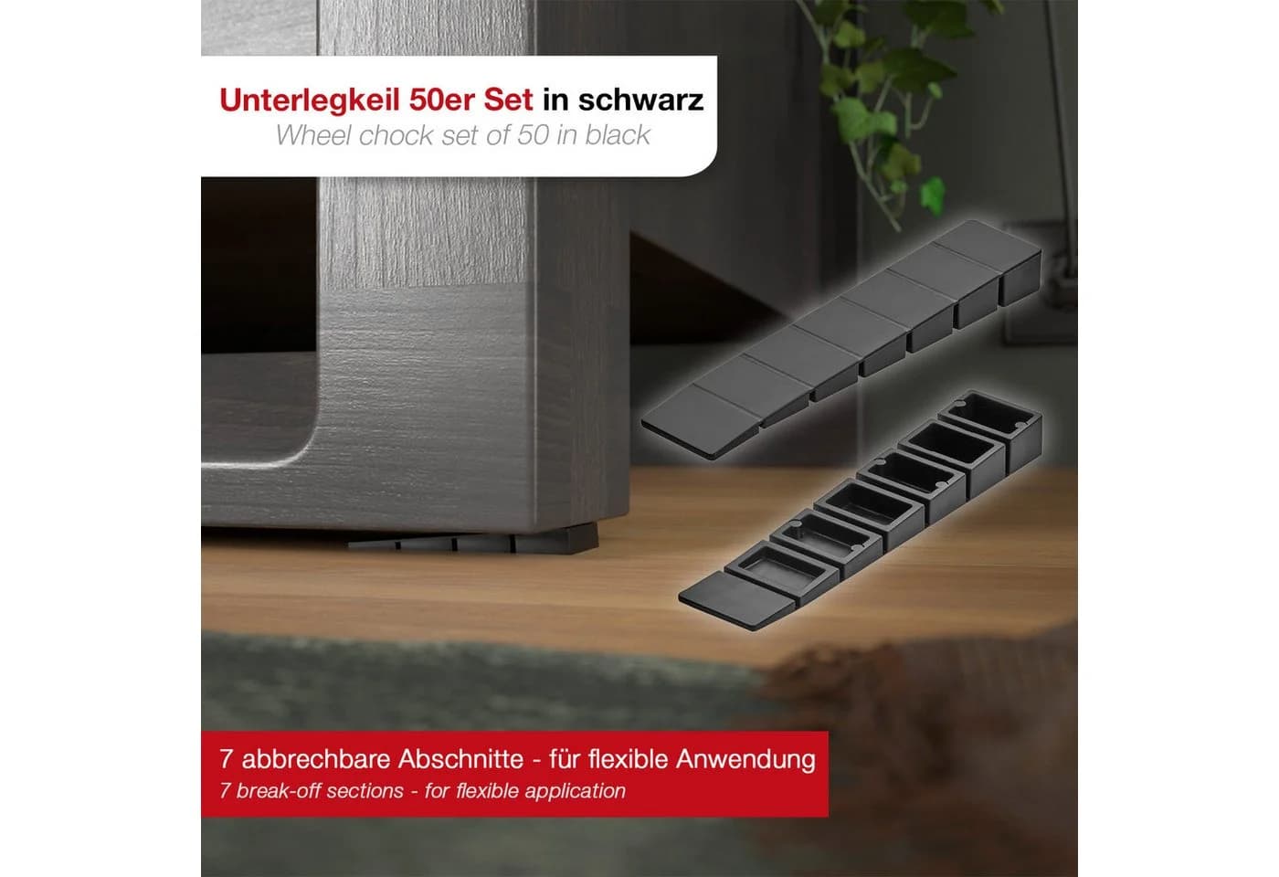 SO-TECH® Montagekeil Möbelkeile 50er Set Kunststoff Schwarz
