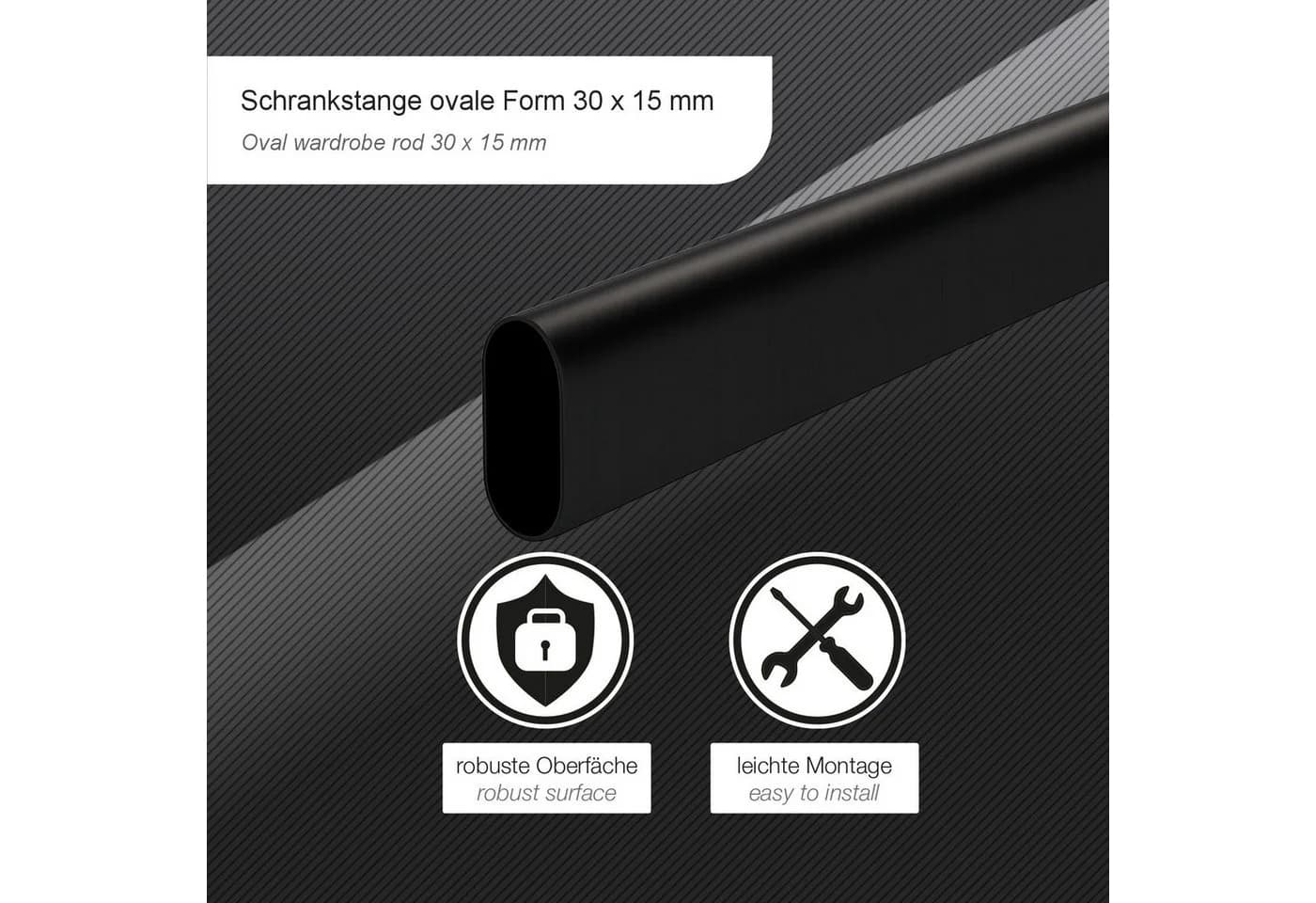 SO-TECH Garderobenstange Oval Stahl Schwarz 800 mm