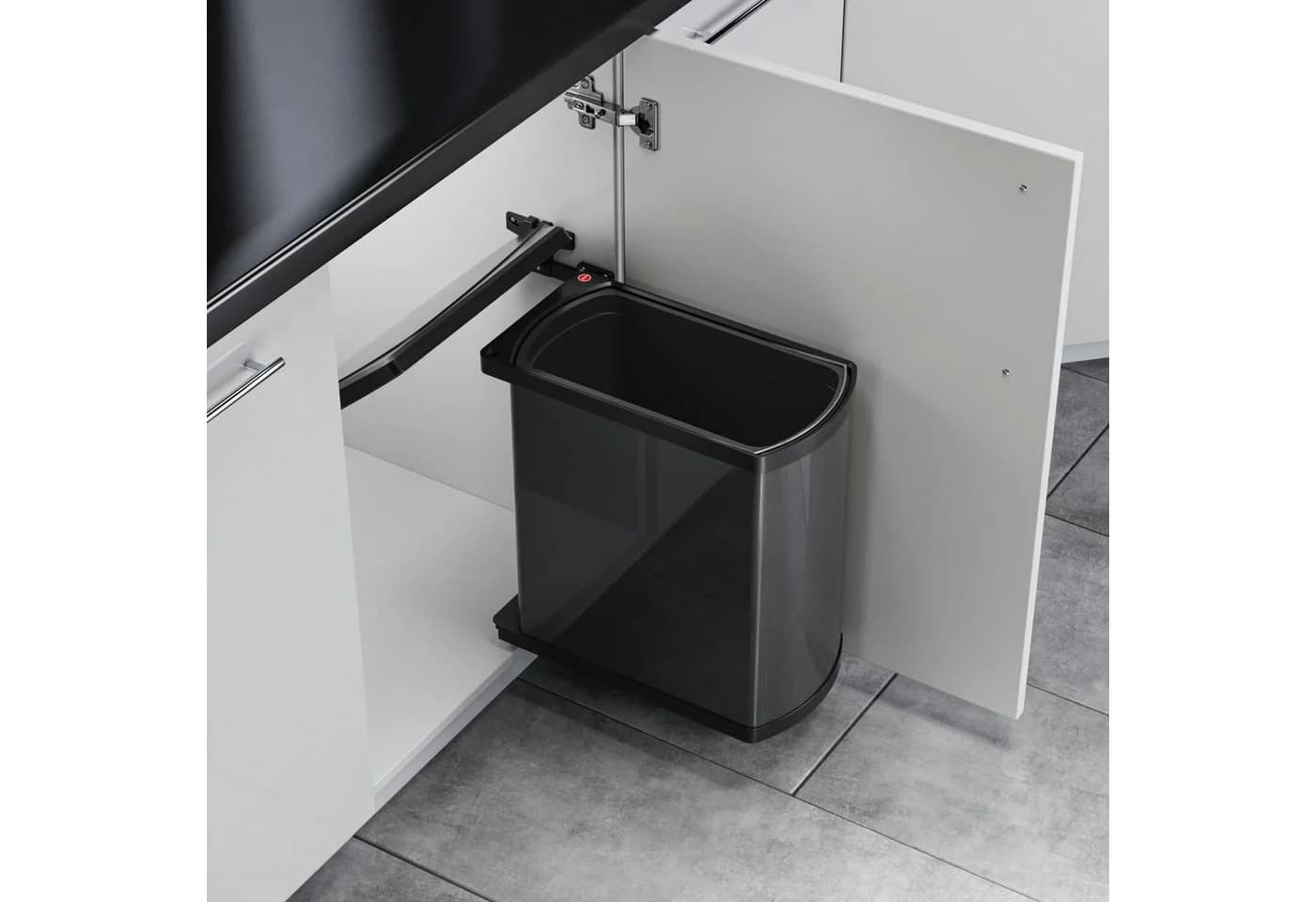 Hailo AS Uno 18 Einbau-Mülleimer 18L Schwenktechnik Grau/Schwarz