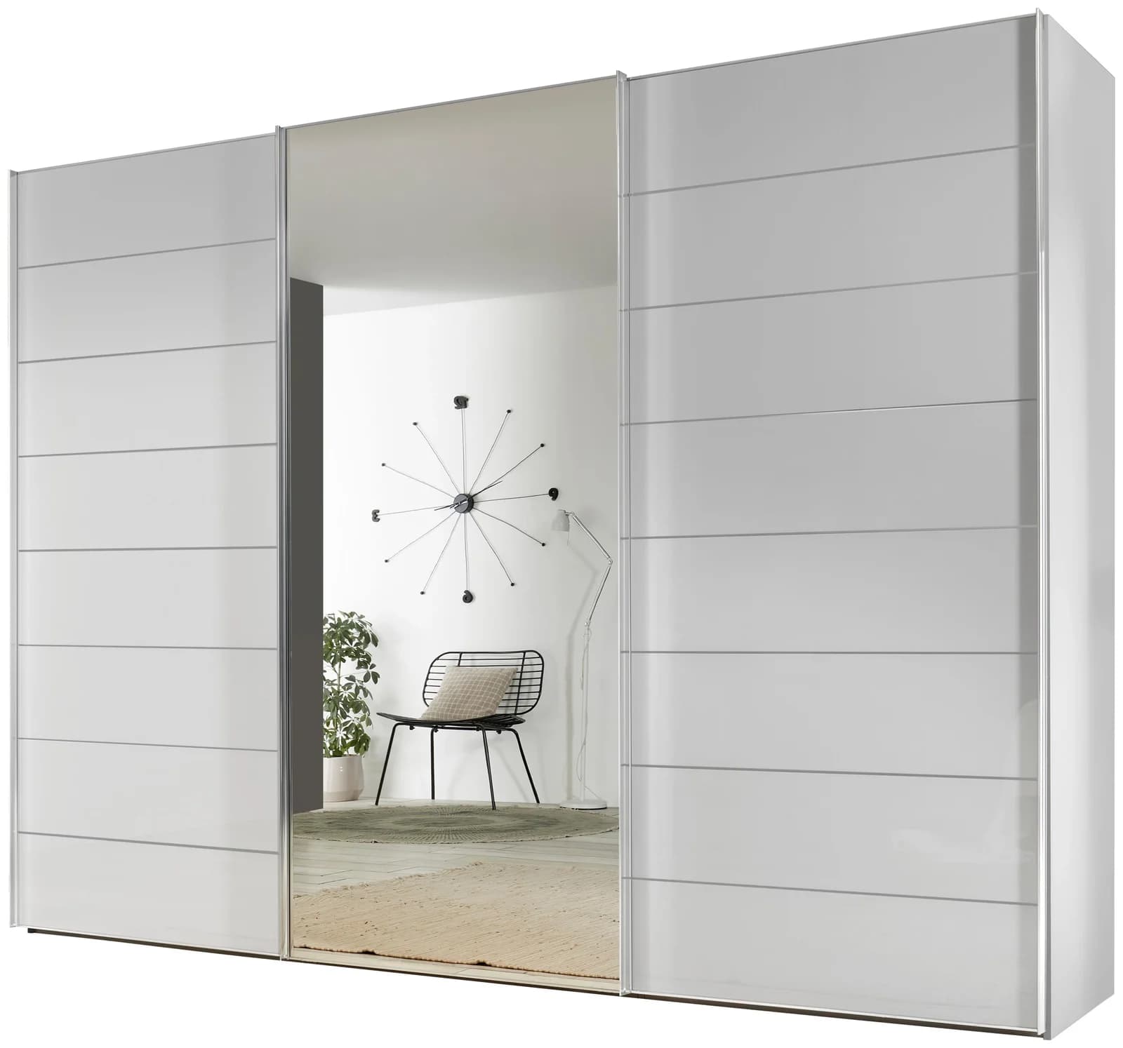 STAUD Schwebetürenschrank Sonate Como mit Spiegel Weiß