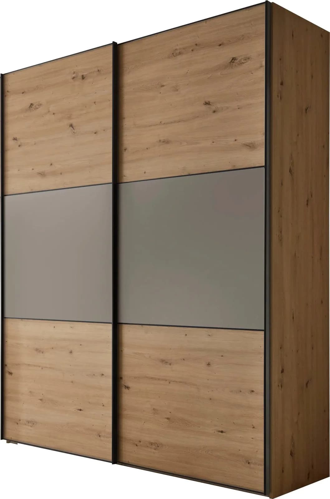 Schwebetürenschrank Artisan-Stil in Eiche und Saphir