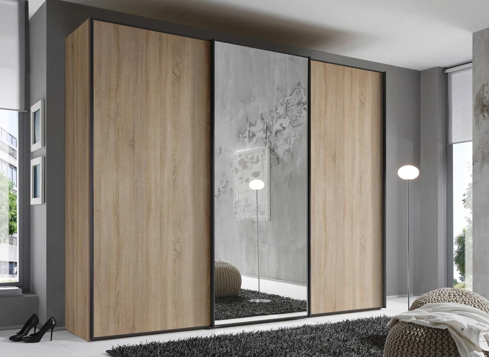 STAUD Schwebetürenschrank Sinfonie Plus Sonoma Eiche 3 Türen