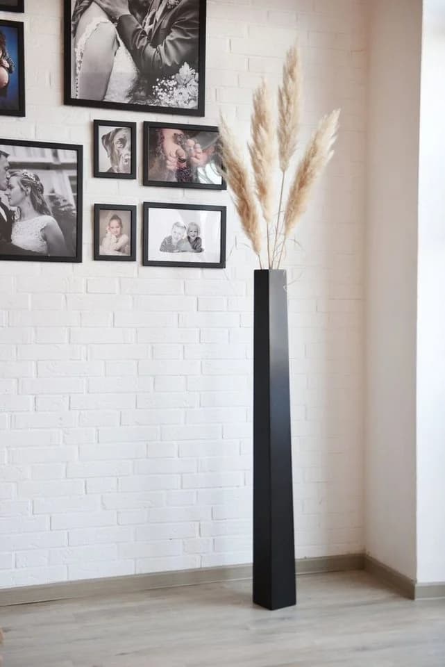 VIVANNO Bodenwindlicht Fiberglas OBELISK Säule Schwarz Matt