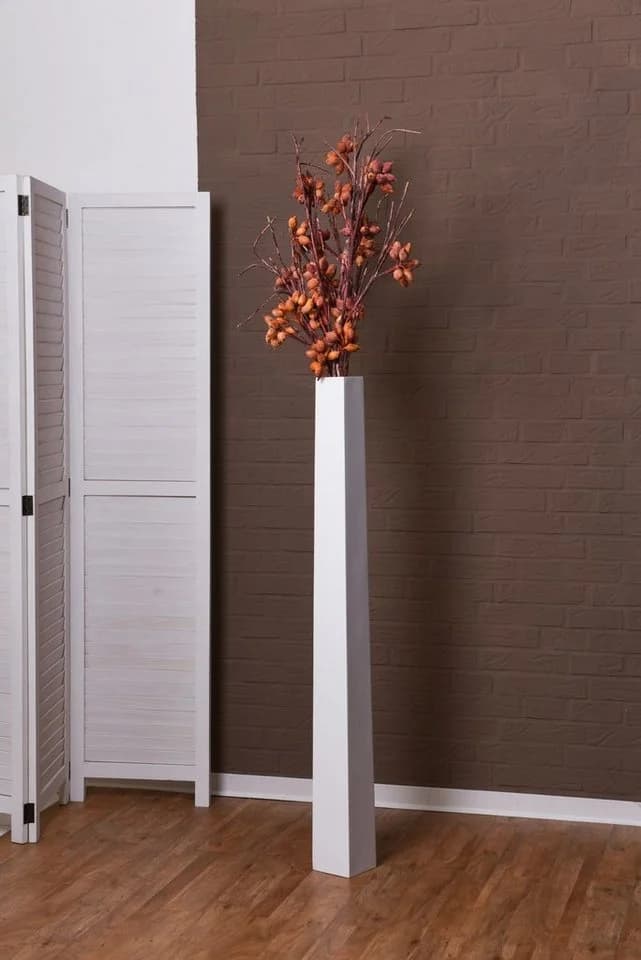 VIVANNO Bodenwindlicht Fiberglas OBELISK Säule Weiß Matt
