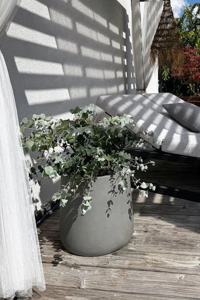 VIVANNO Blumentopf Fiberglas VEKRA Rund Betongrau Beton-Design