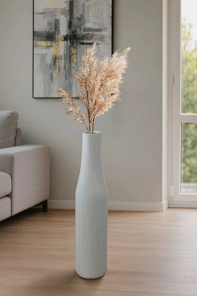 VIVANNO Bodenvase VERTIGO Säule Skandiweiß Matt Fiberglas