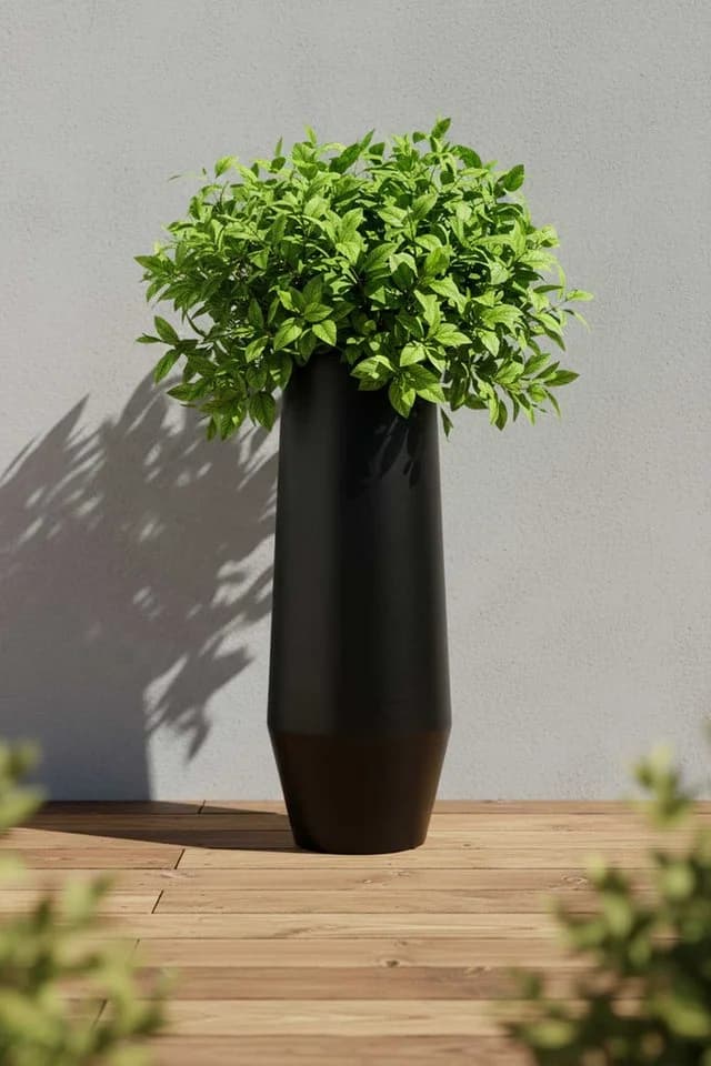 VIVANNO Bodenvase Fiberglas BERBELO Schwarz Matt