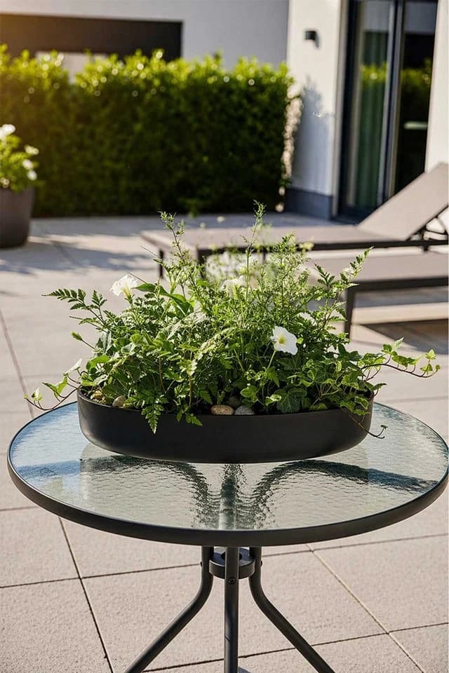 VIVANNO Pflanzschale Fiberglas Anthrazit Matt 30x5 cm