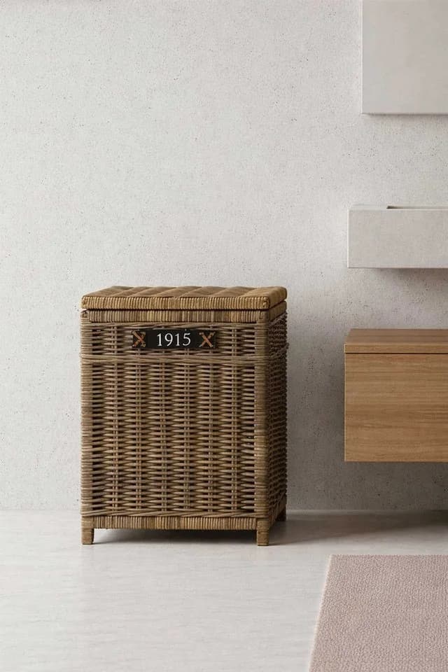 VIVANNO Wäschekorb Rattan CESTO mit Deckel und Inlay