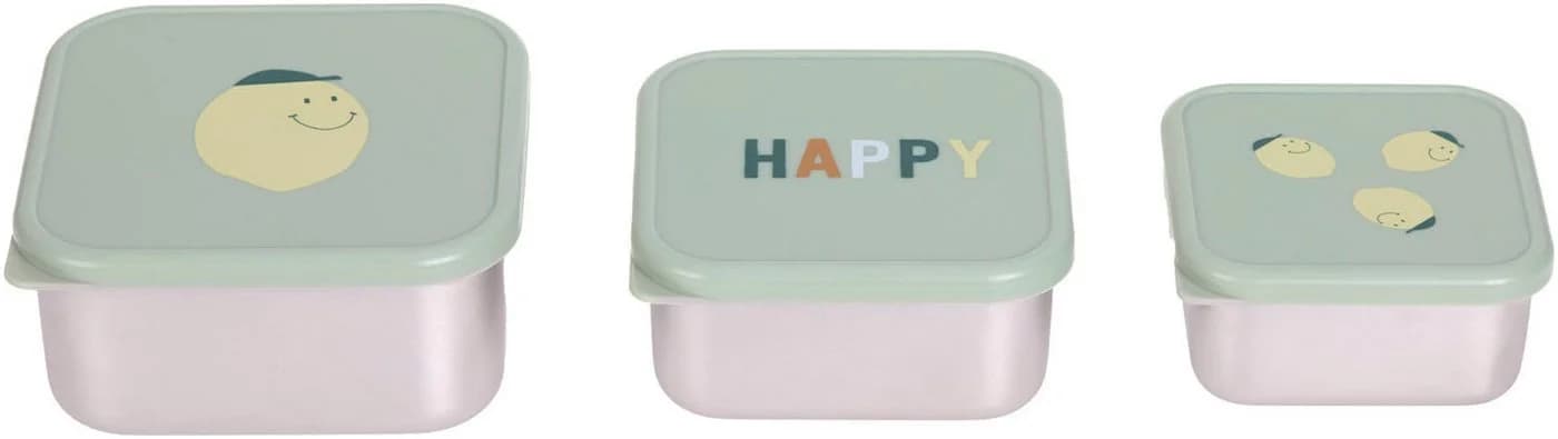LÄSSIG Lunchbox Happy Fruits Lemon 3-er Set Kinder Gelb