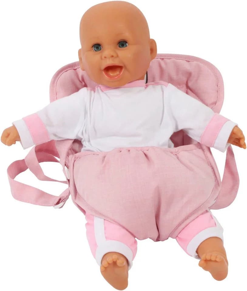 CHIC2000 Puppen Bauchtrage Melange Rosa - Weich Gepolstert
