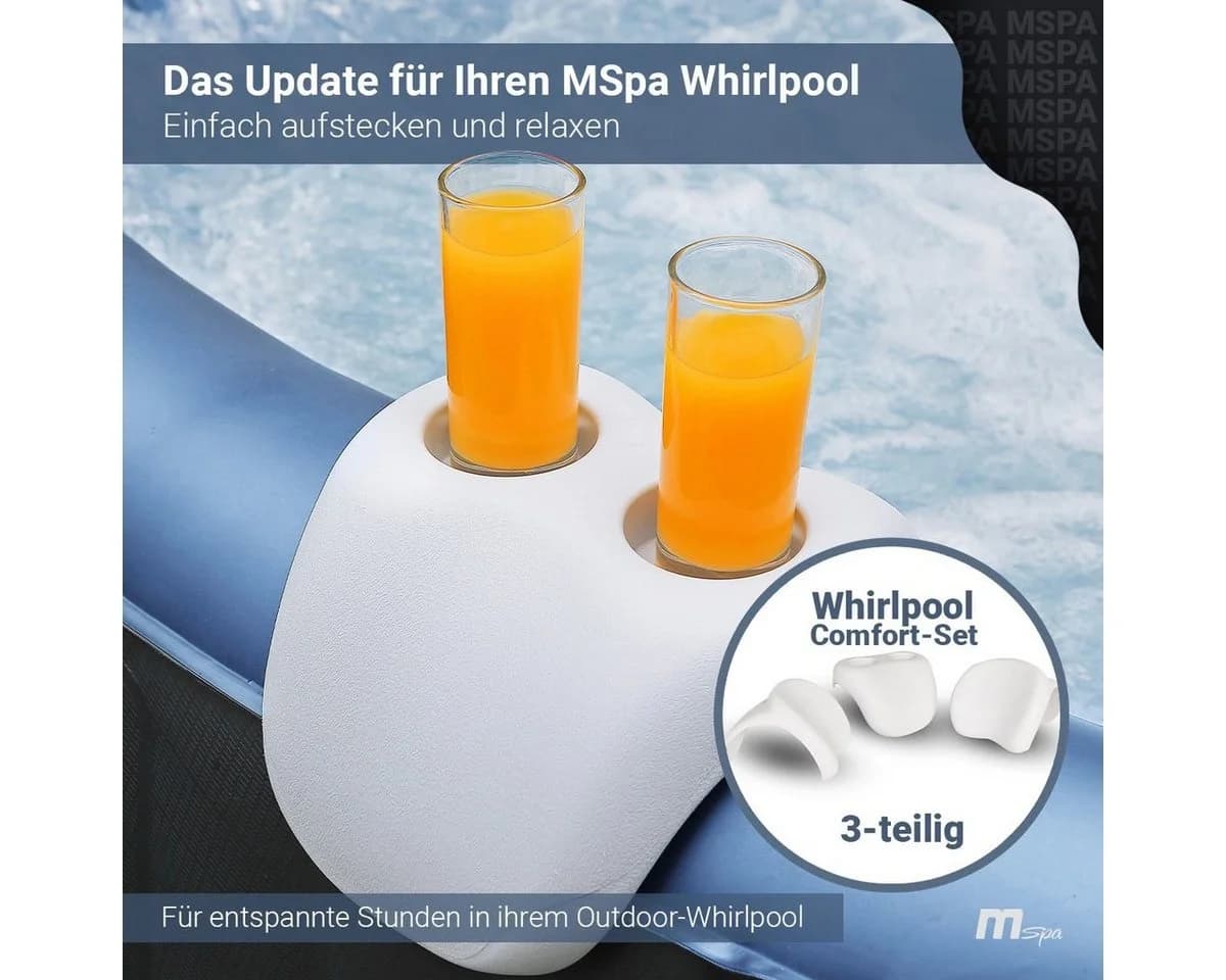 mSpa Whirlpool Comfort Set 3-teilig Weiß Nackenkissen Getränkehalter