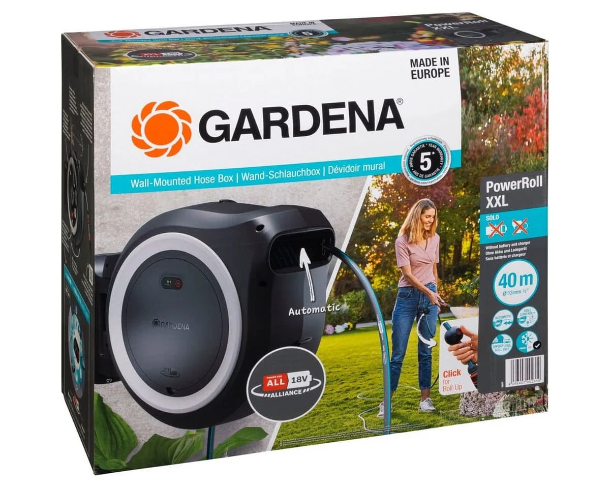 GARDENA Akku-Wand-Schlauchbox PowerRoll XXL 40 m