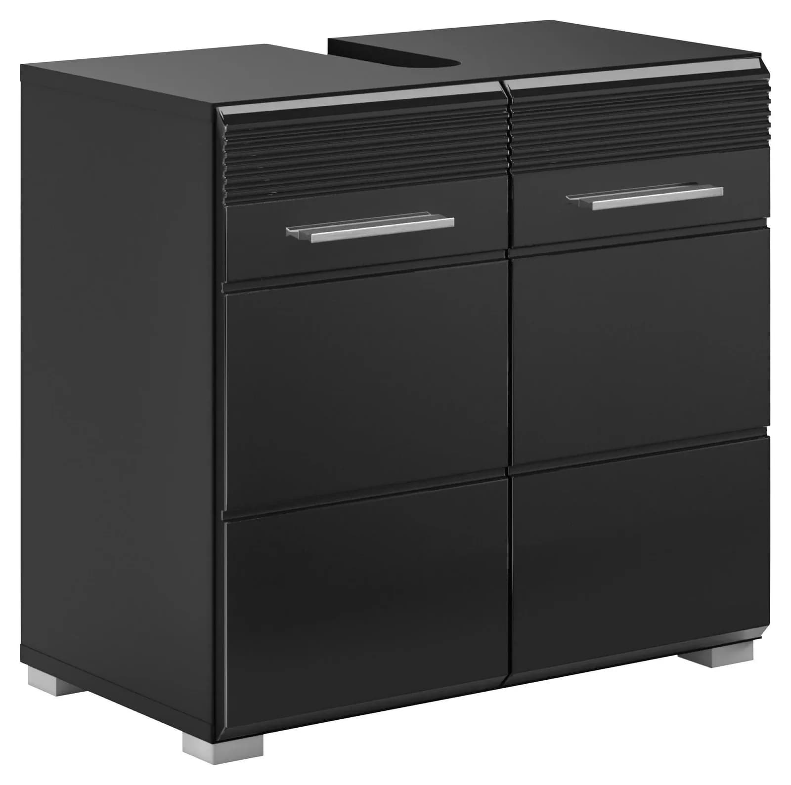xonox.home Waschbeckenunterschrank Linus Schwarz Modern Hochglanz