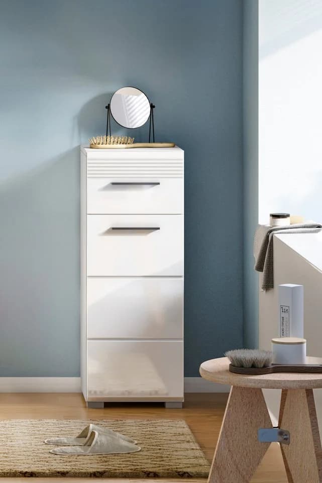 HOME AFFAIRE Unterschrank Malmö 30cm Weiß Hochglanz mit Schublade