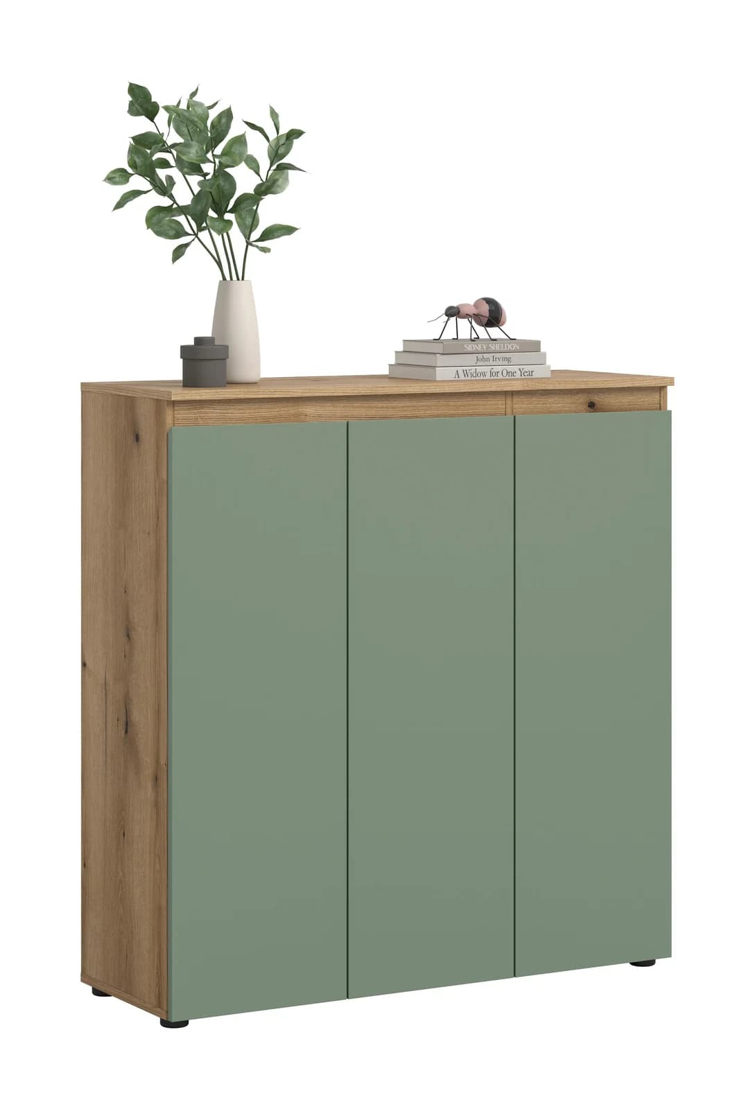 Schuhschrank Scarpa Graugrün/Eiche Holz