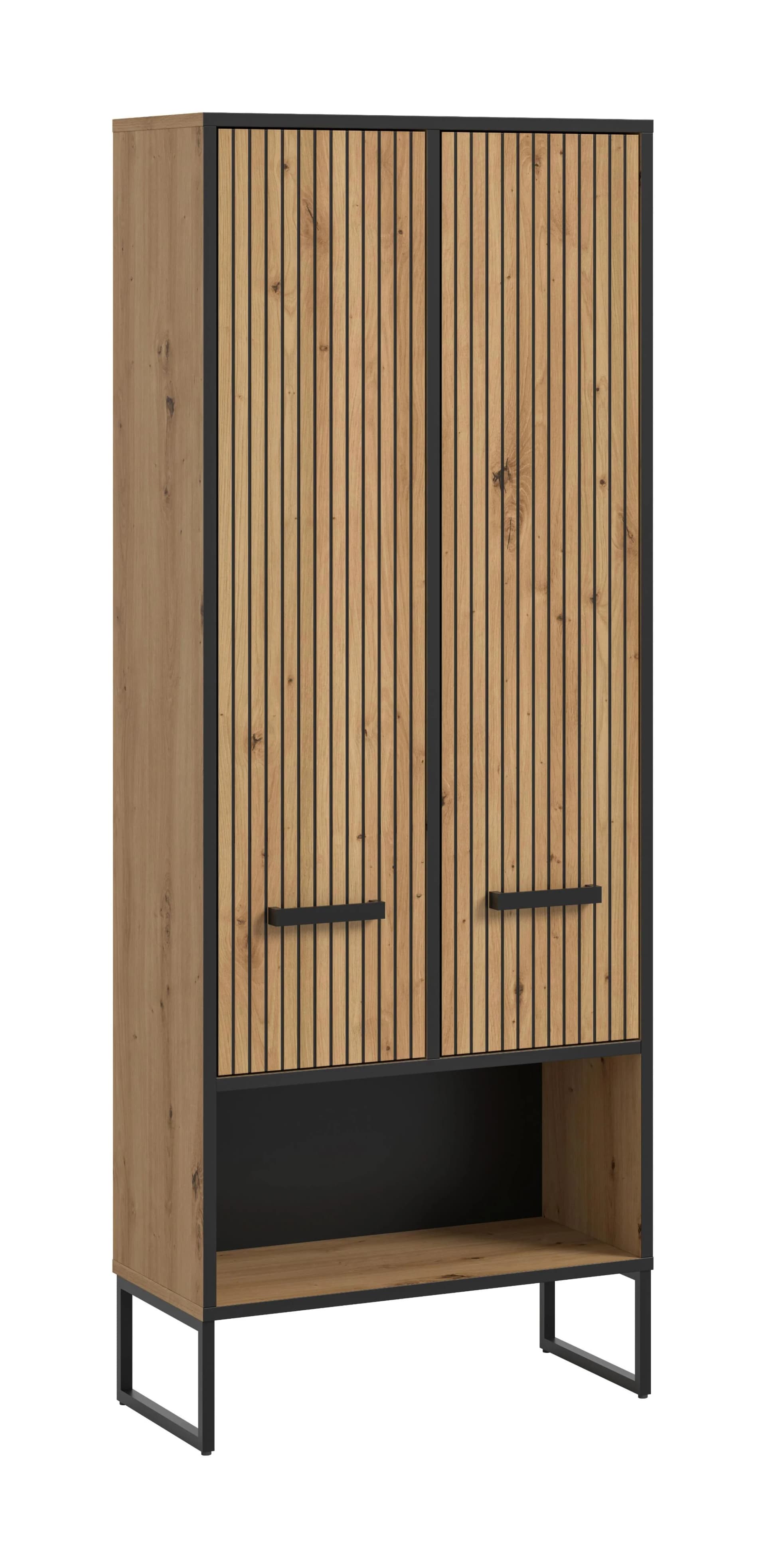 Hochschrank Bagno Eiche Artisan Schwarz Braun
