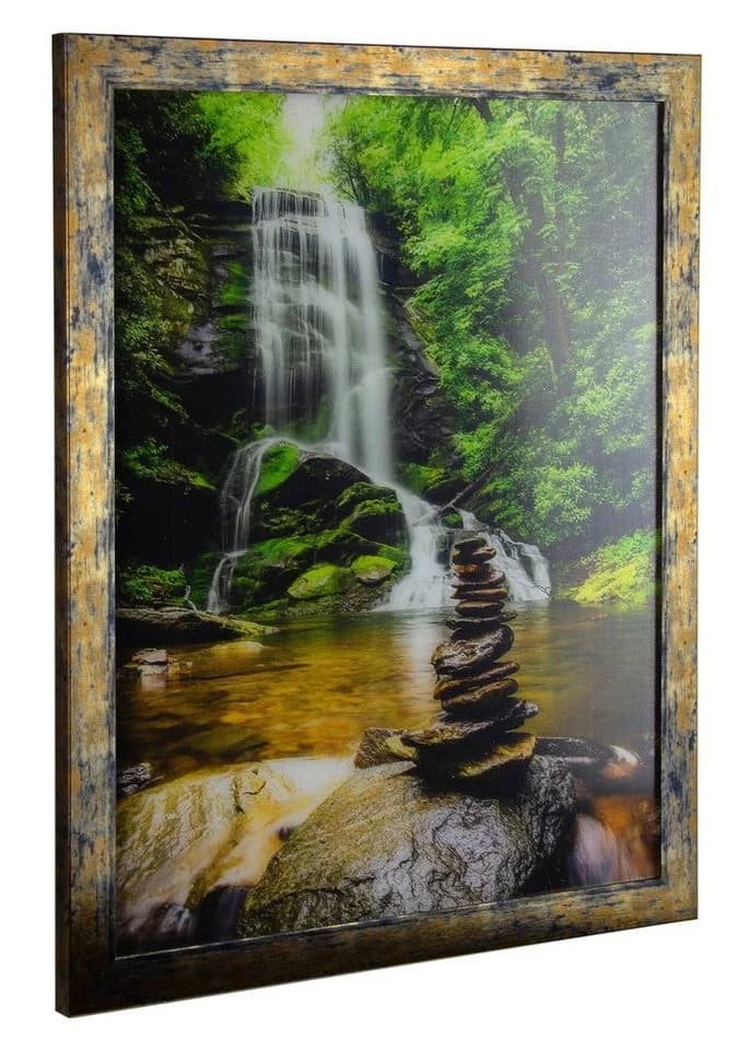 myposterframe Bilderrahmen Vintage Juno Blau Gold Meliert 20x30 cm