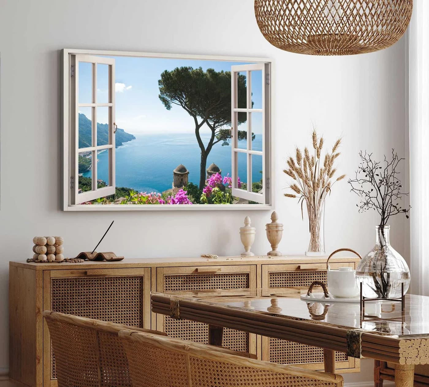 Sinus Art Leinwandbild Amalfiküste 120x80cm Modernes Fensterbild