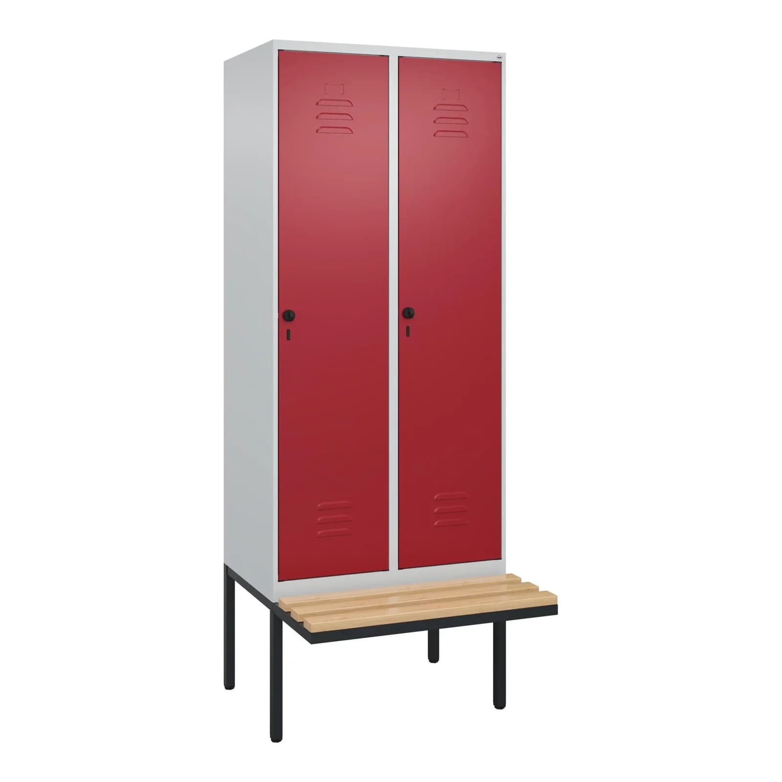 C+P Spind Classic PLUS Garderobenbank 2 Abteile Stahl Buche