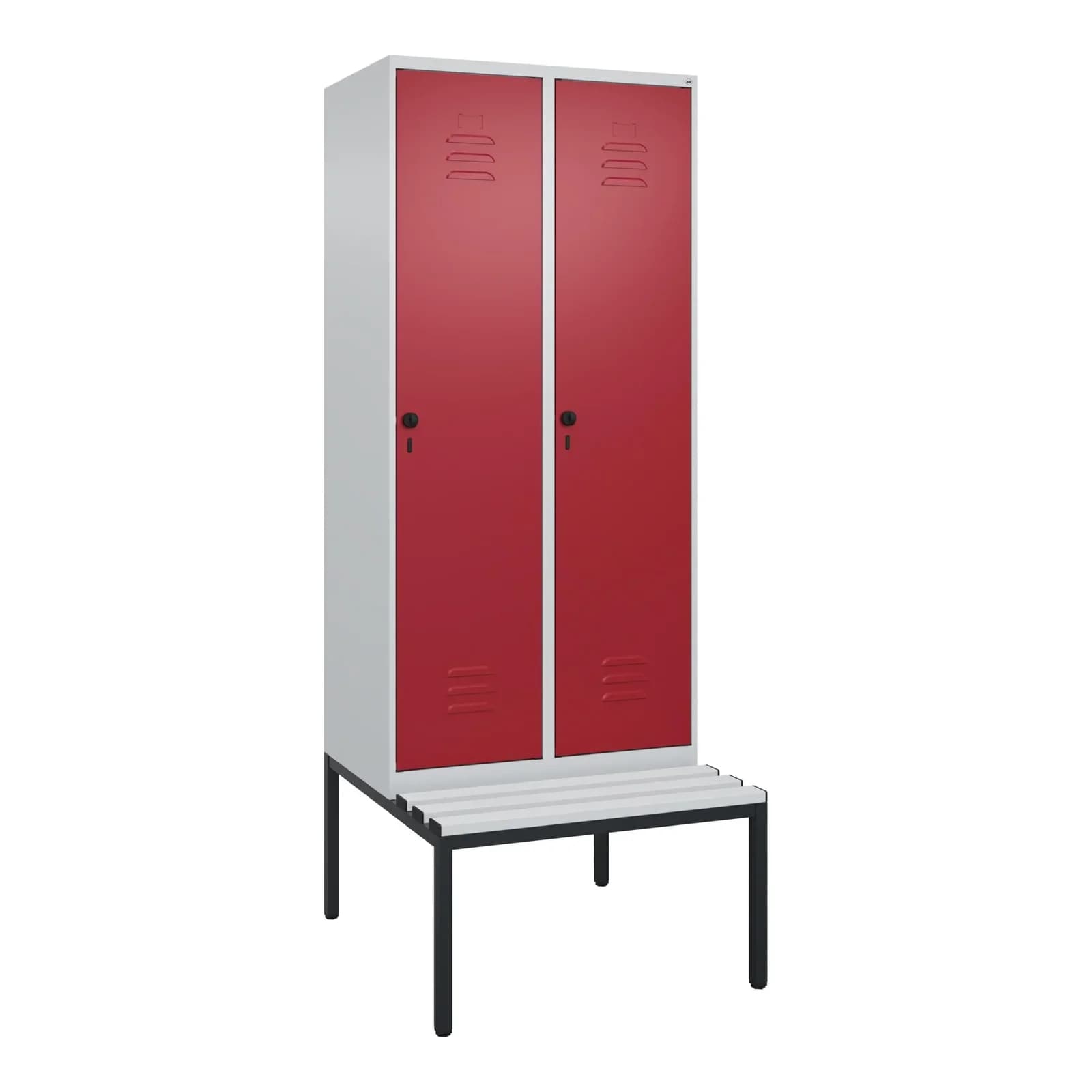 C+P Spind Classic PLUS Garderobenschrank mit Sitzbank 2 Abteile Stahl