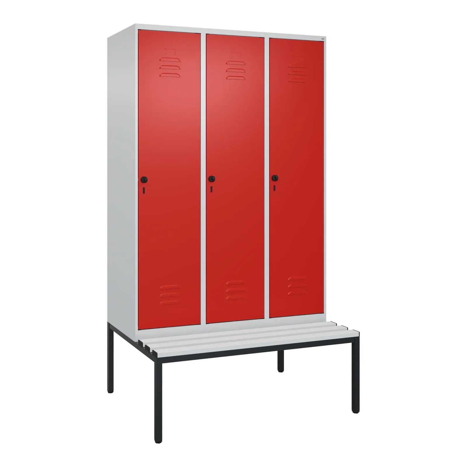 C+P Spind Classic PLUS Garderobenschrank mit Bank 3 Abteile