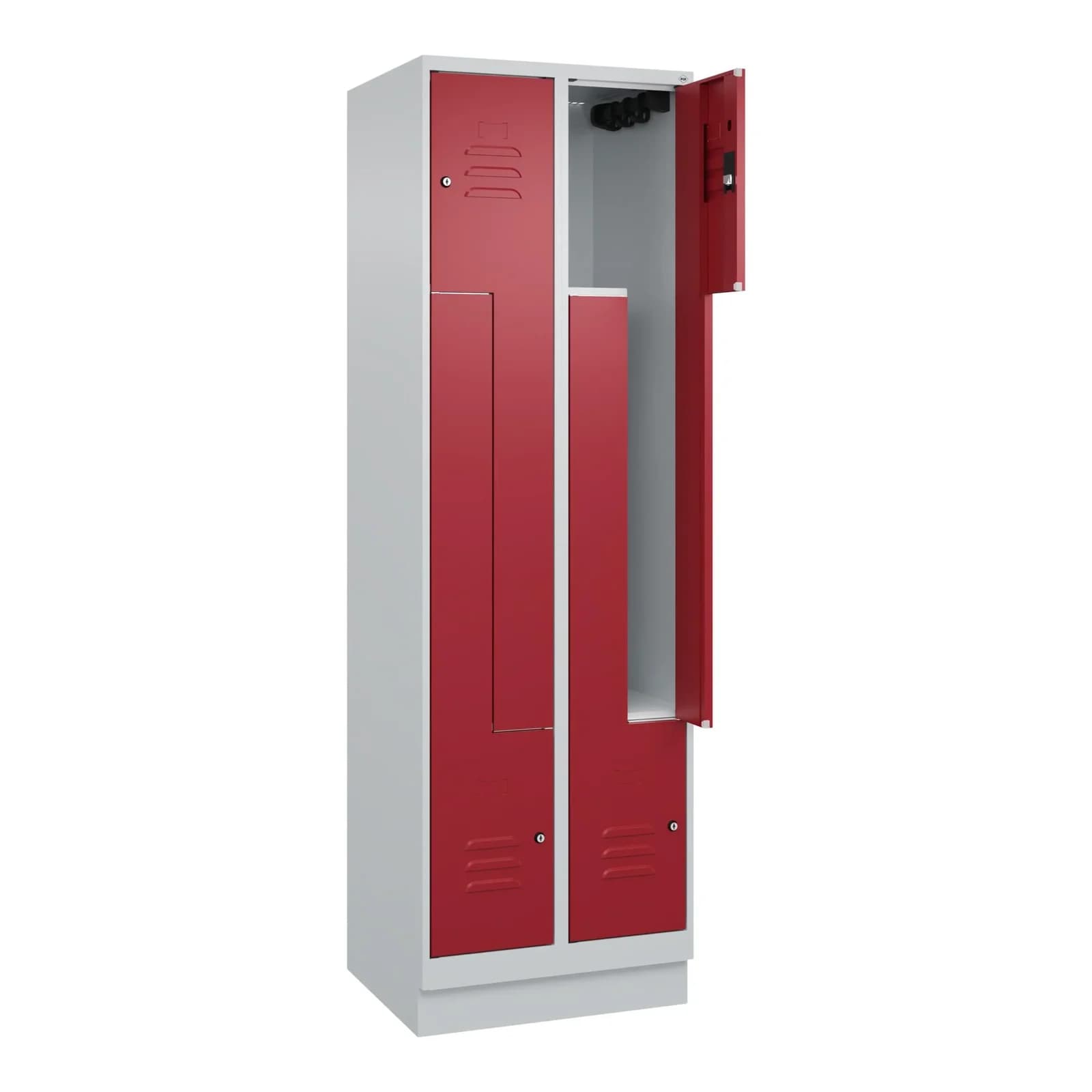 C+P Z-Spind Classic PLUS 4 Fächer Stahl Garderobe Grau/Rot