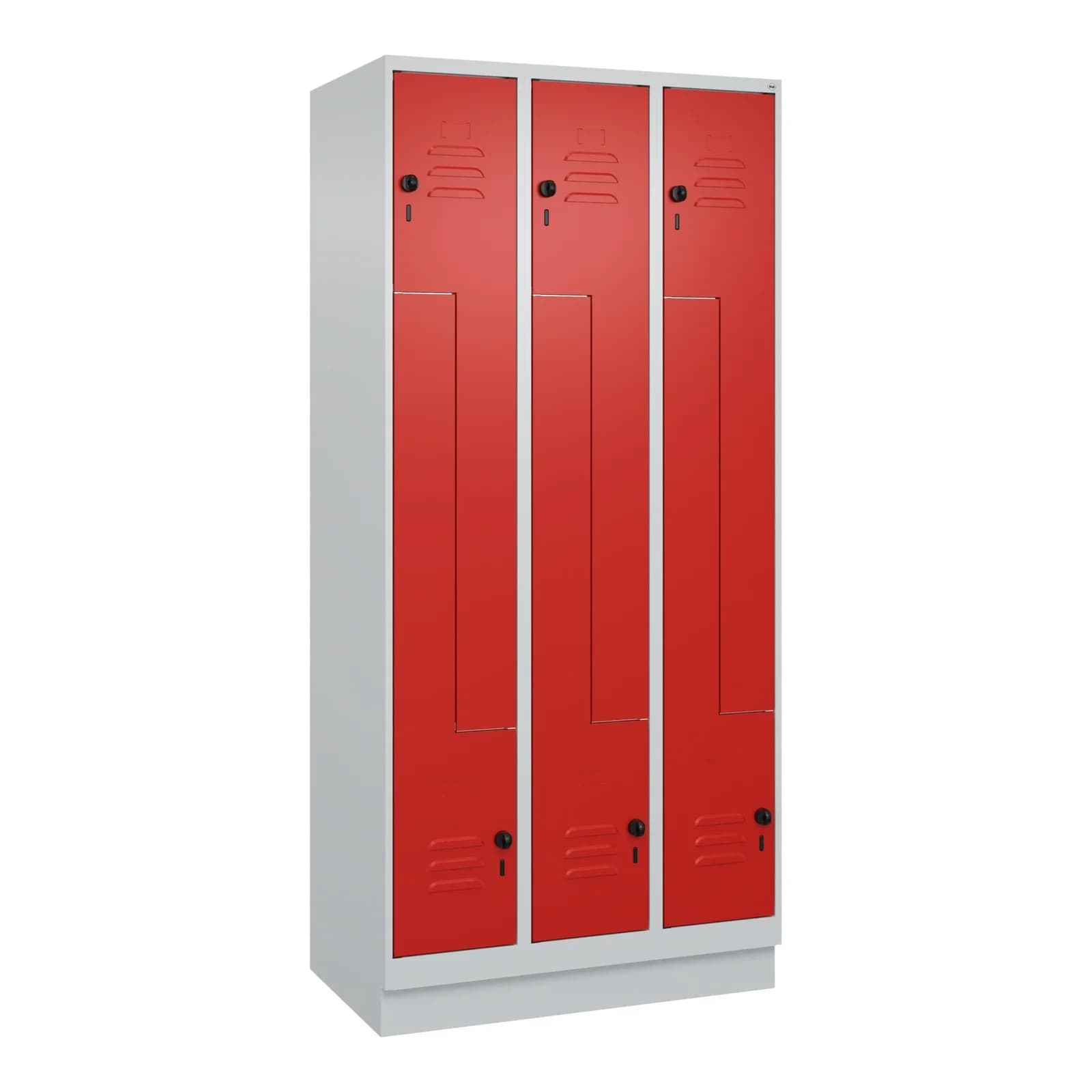 C+P Z-Spind Classic PLUS Garderobe 6 Fächer Stahl Grau/Rot