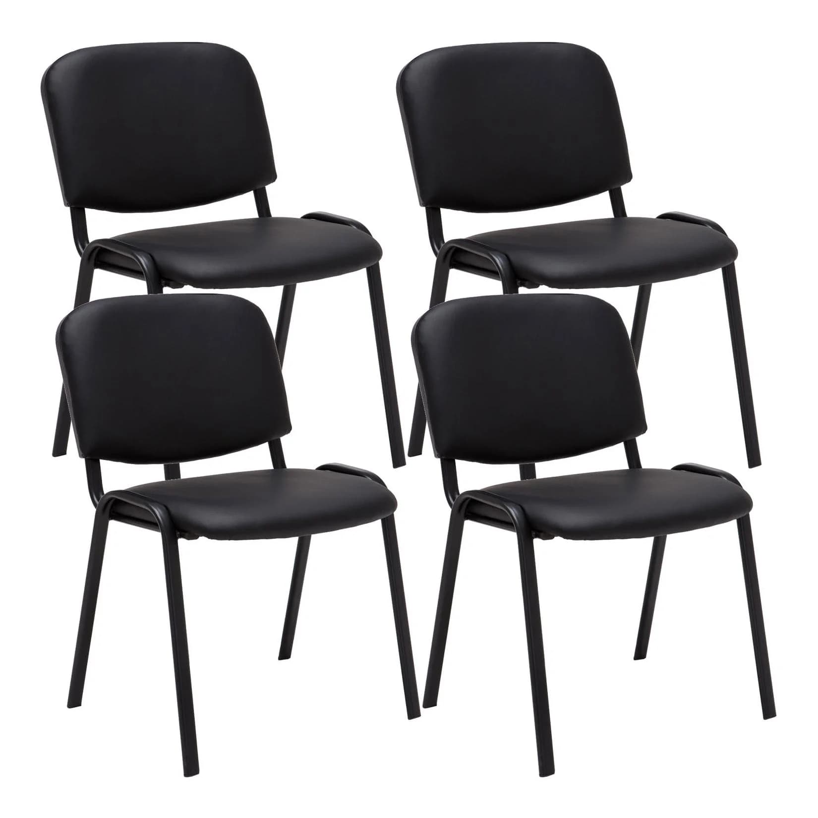 TPFLiving 4er Set Besucherstuhl Keen Kunstleder Schwarz/Creme
