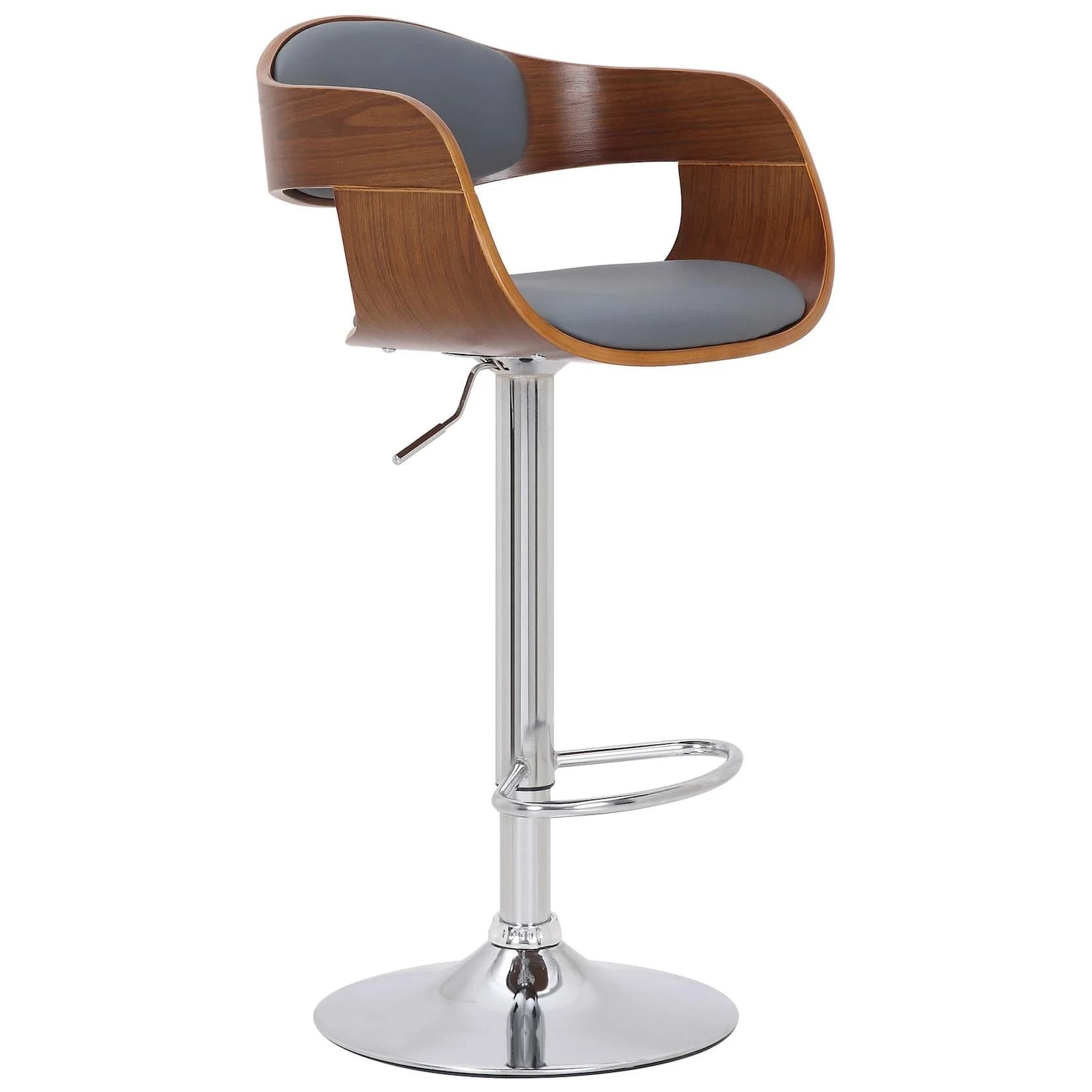 TPFLiving Barhocker Kingsley Holz/Kunstleder Walnuss/Grau