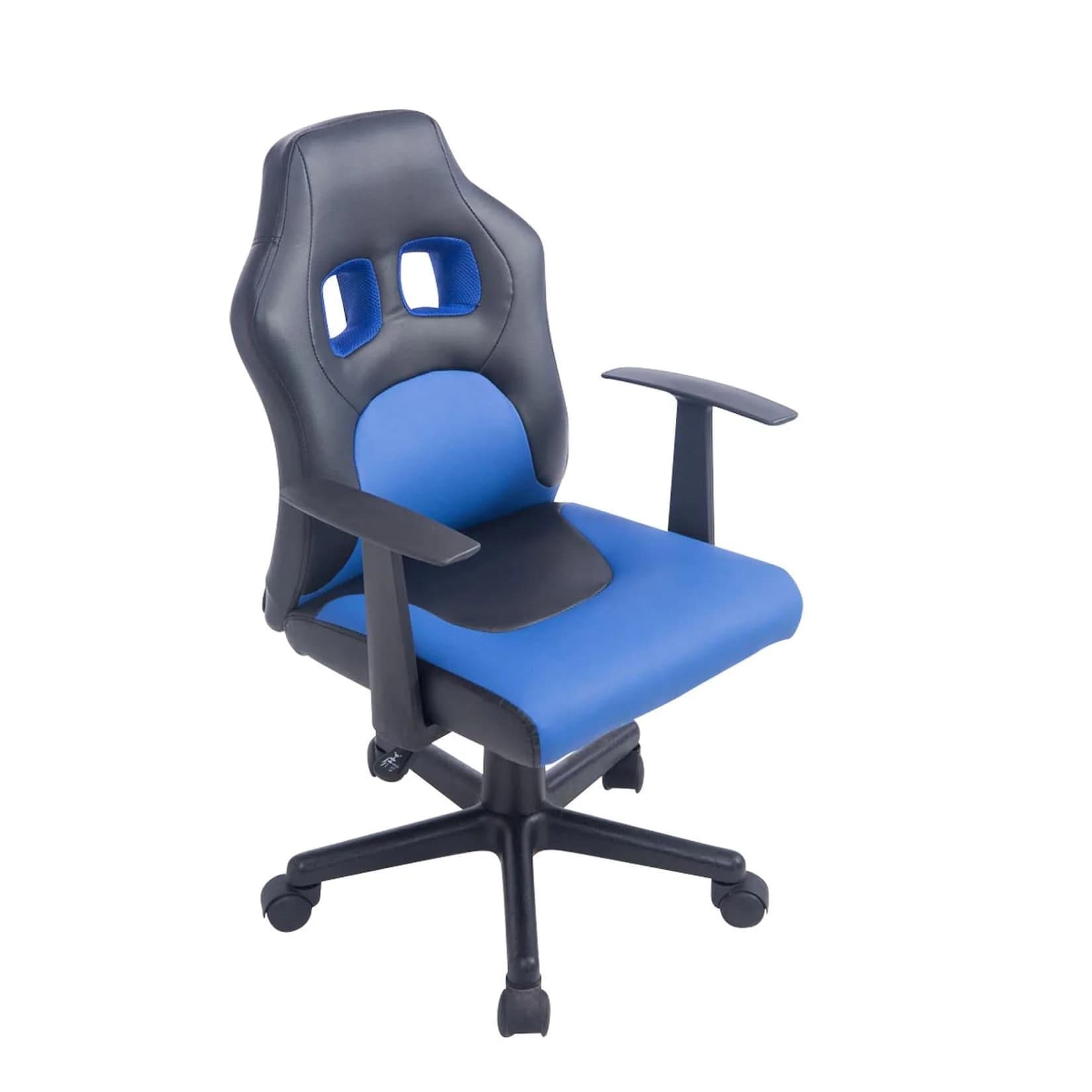 TPFLiving Kinder Bürostuhl Funny Schwarz/Blau Kunstleder