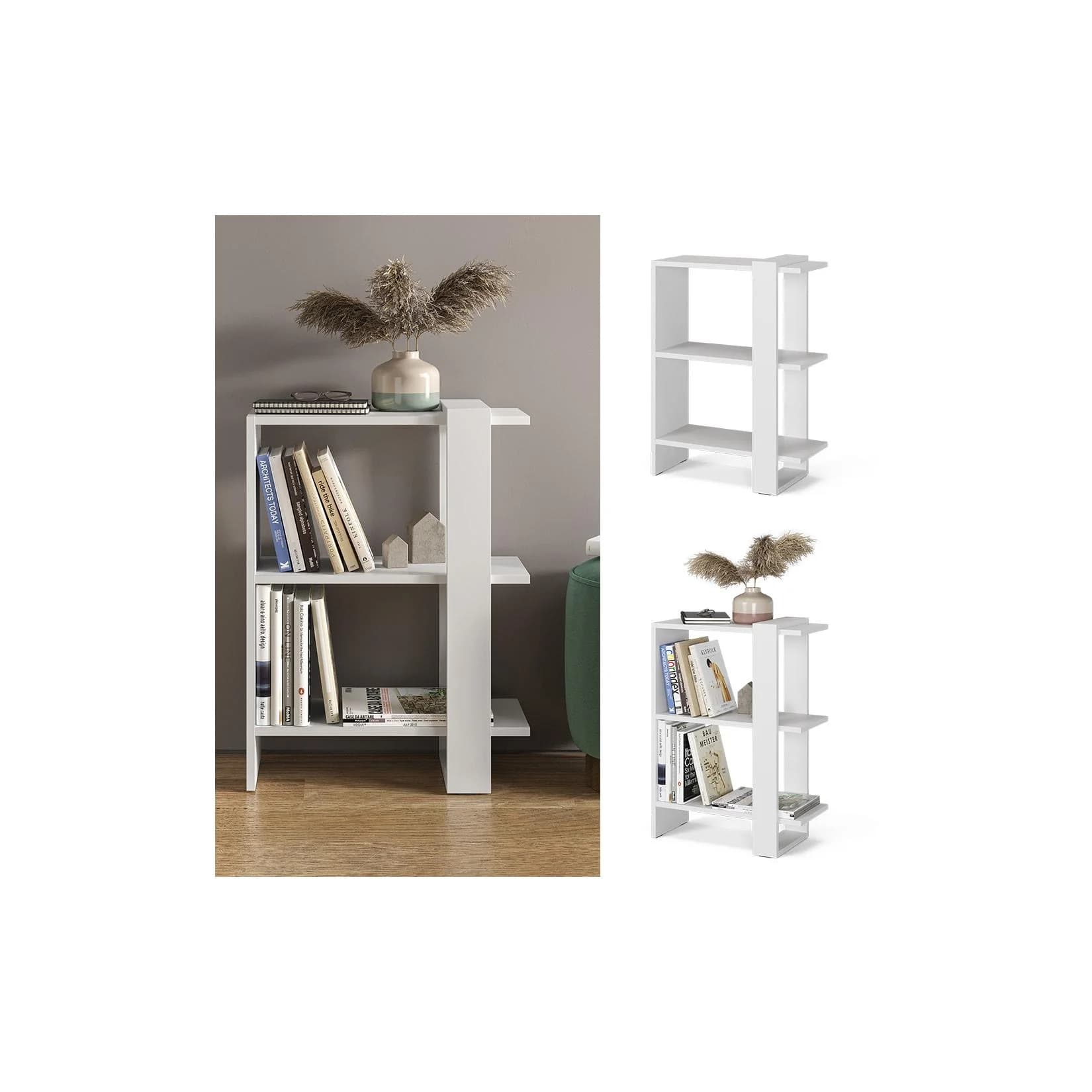 Vicco Bücherregal Basil Weiß 3 Etagen Standregal Raumteiler