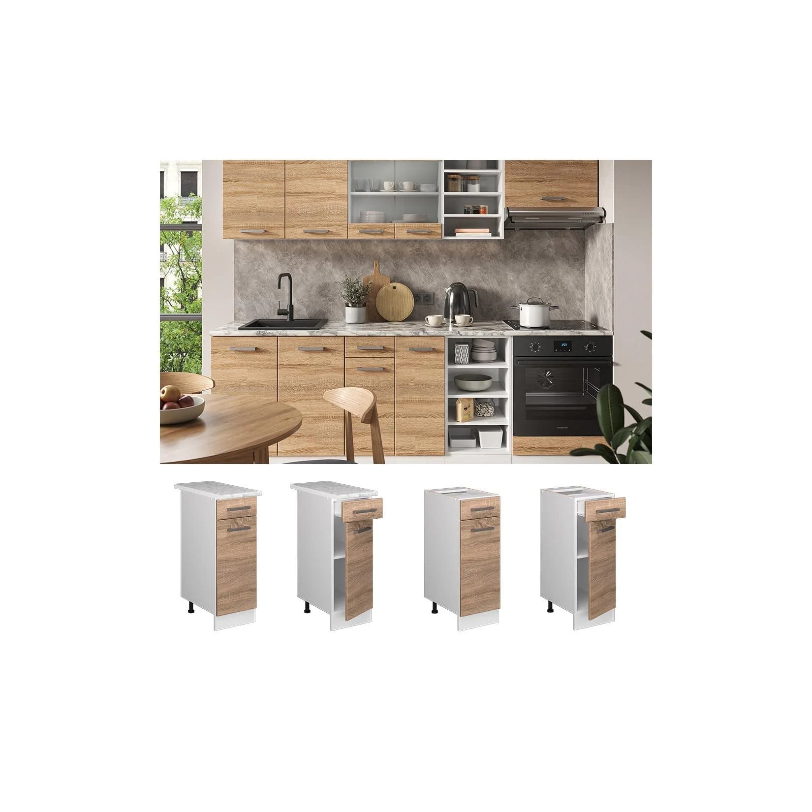 Vicco R-Line Küchenunterschrank Weiß Sonoma mit Schublade