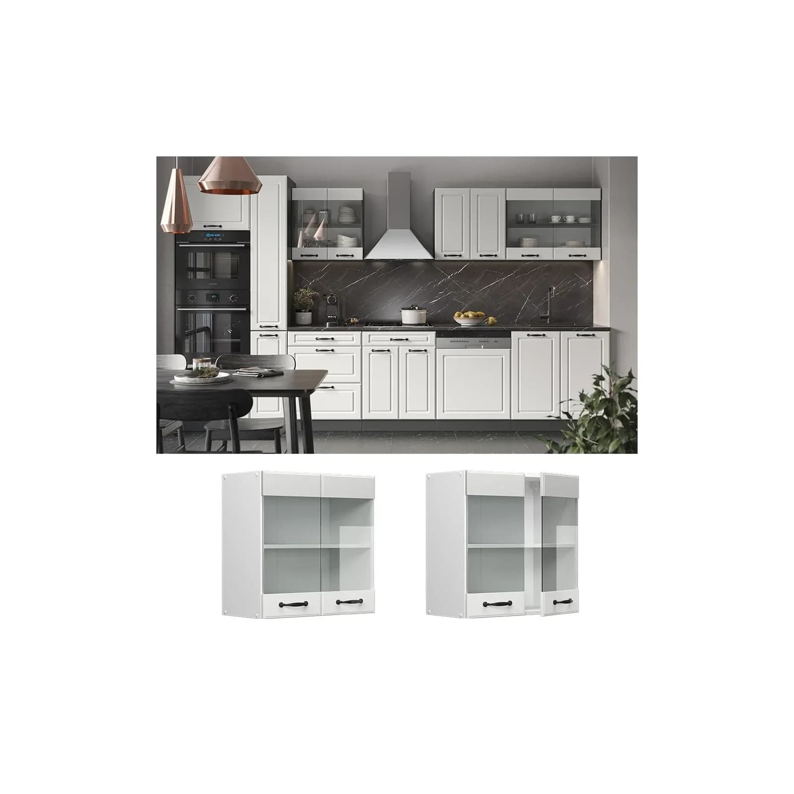 Vicco Hängeglasschrank Küchenschrank R-Line Landhaus Weiß