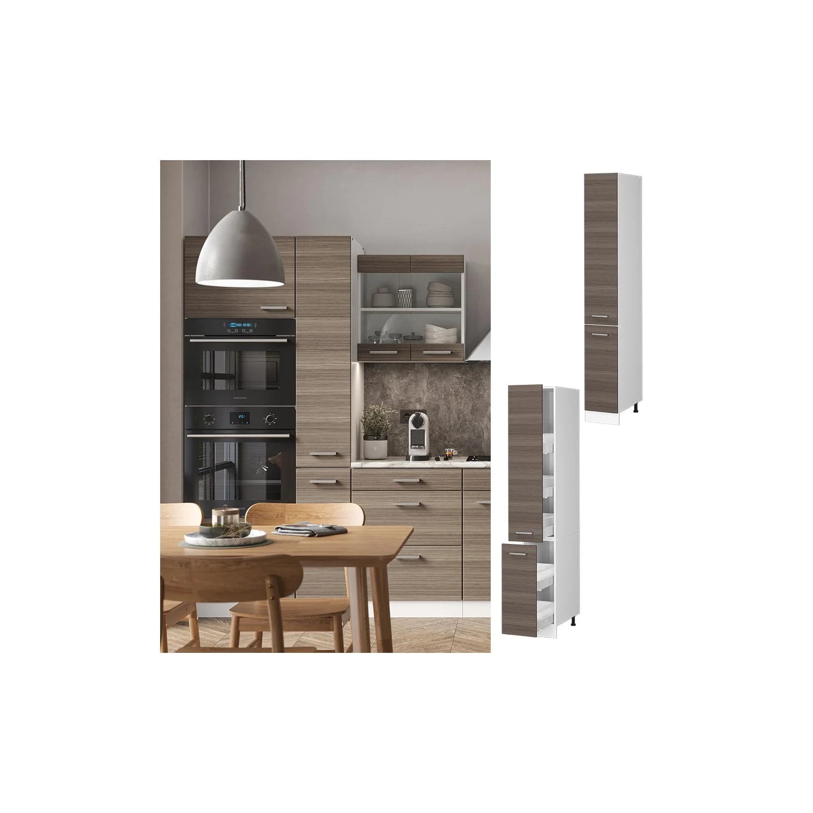 Vicco Apothekerhochschrank Küchenschrank R-Line Weiß/Edelgrau