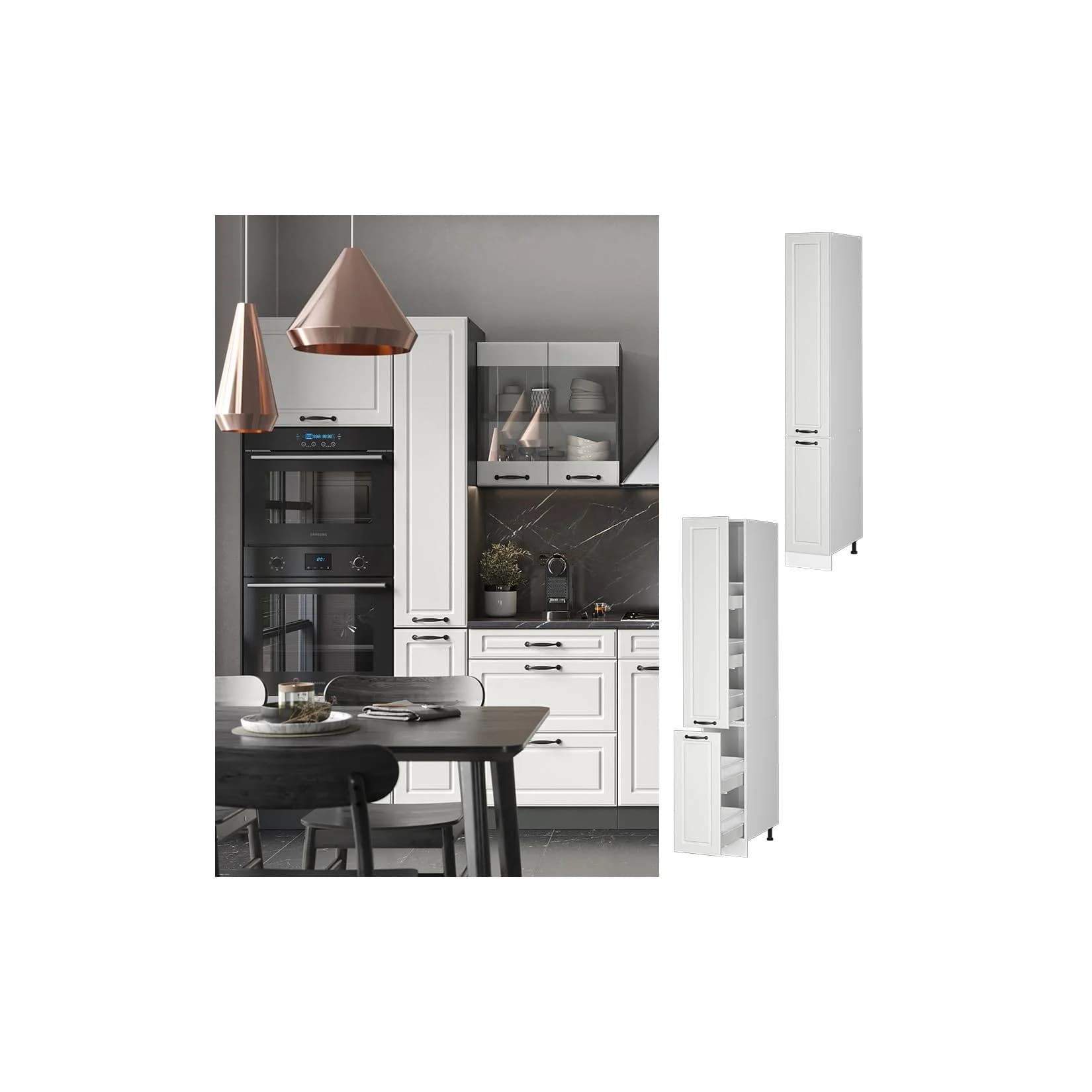 Vicco Apothekerhochschrank R-Line Weiß Landhaus 30 cm