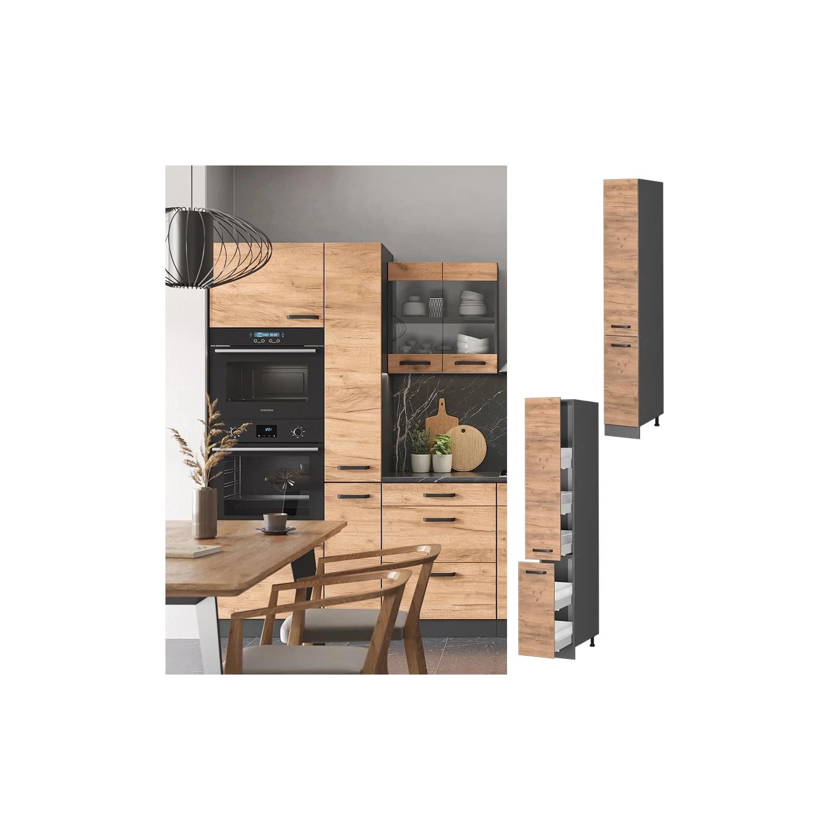 Vicco Apothekerhochschrank R-Line Anthrazit Eiche Hochschrank