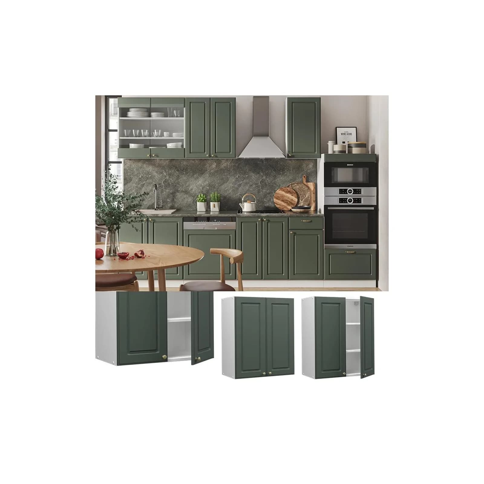 Vicco Hängeschrank Fame-Line Grün-Gold Landhaus Weiß 60 cm