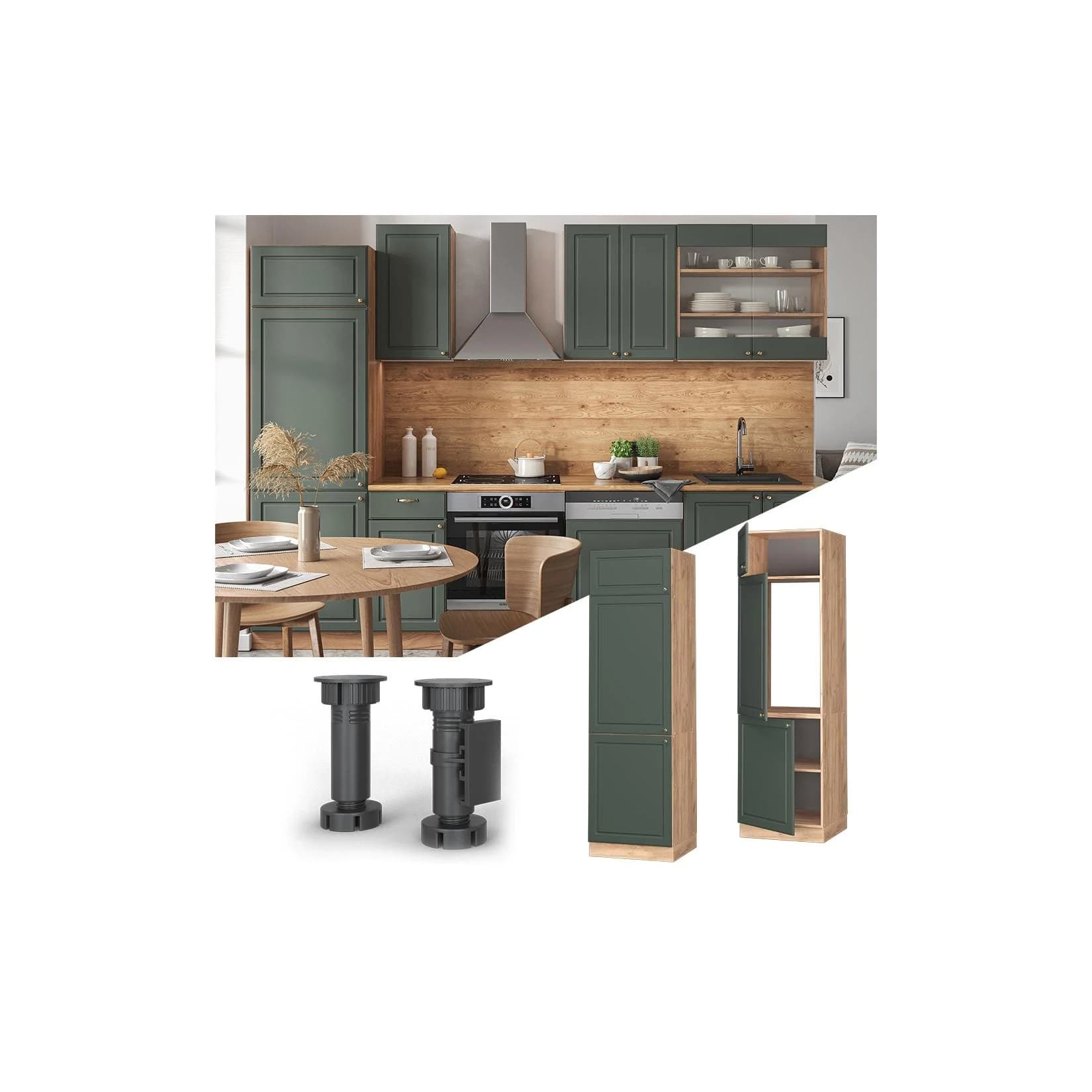 Vicco Kühlumbauschrank Fame-Line Grün-Gold Landhaus 60 cm