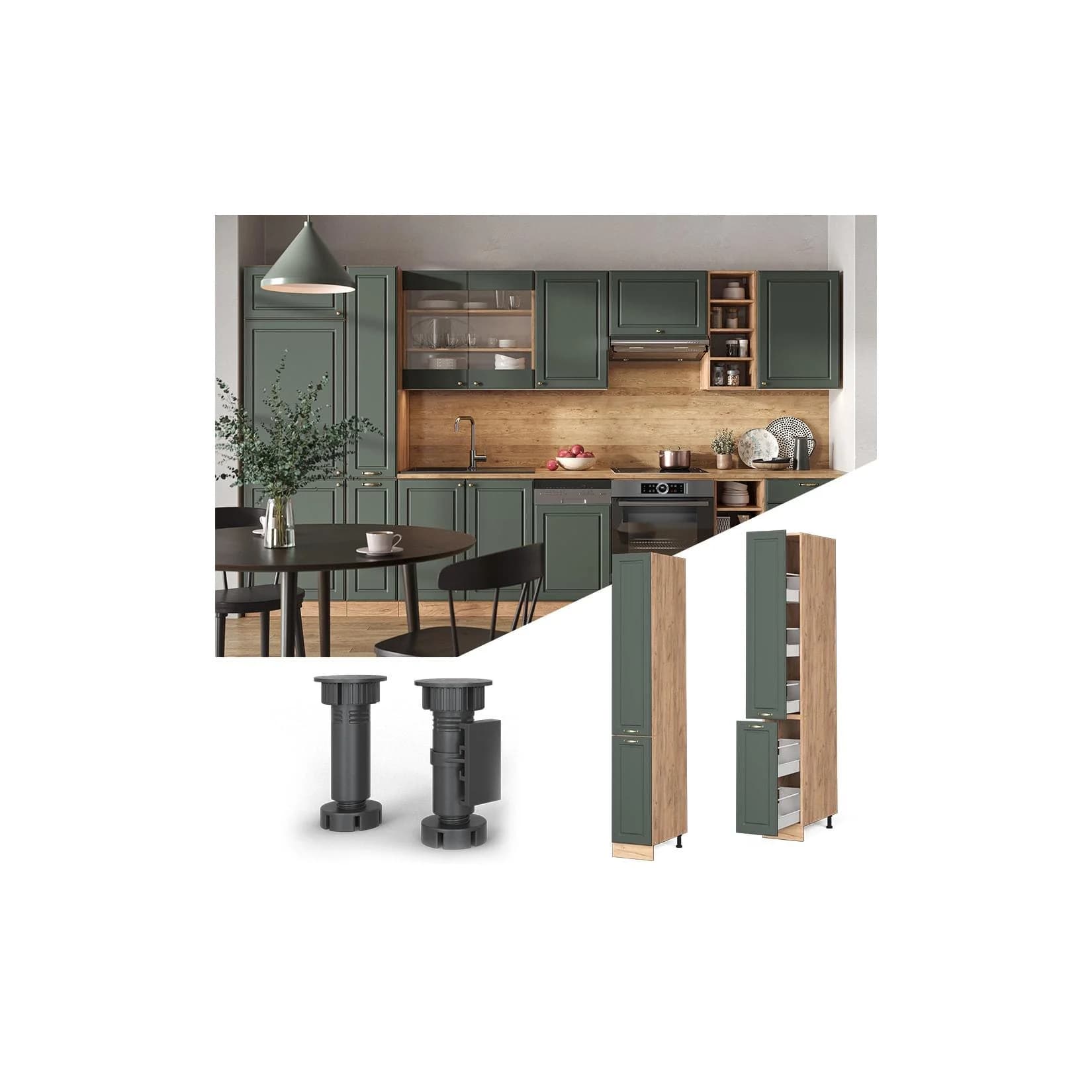 Vicco Apothekerhochschrank Fame-Line Grün-Gold Landhaus 30 cm