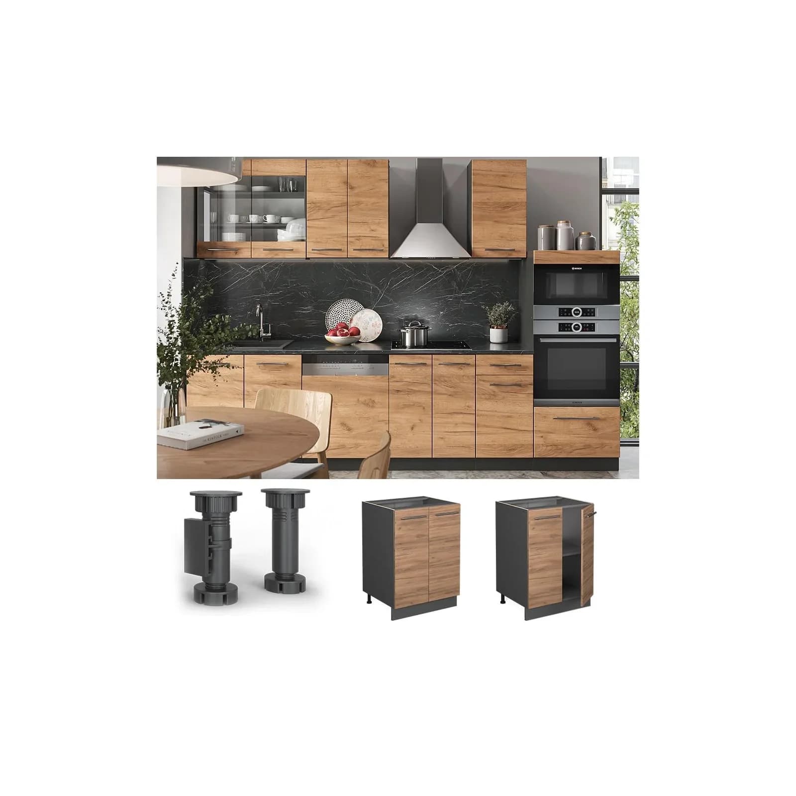 Moderner Unterschrank aus Eiche und Anthrazit