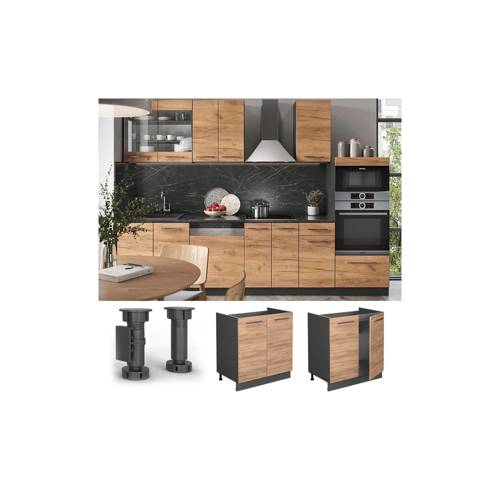 Vicco Spülenunterschrank Fame-Line Anthrazit Eiche 80 cm